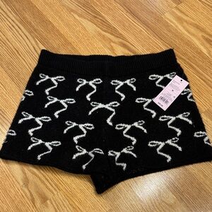 Wild Fable High Waist Black Shorts with White Bow Pattern